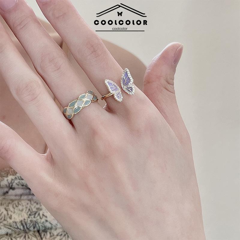 COD❤️Cincin Kupu-kupu Wanita Desain Niche Cincin Unik Mutiara kelas atas Fashion Ring Jewelry Perhiasan Aksesoris Hadiah Ulang Tahun