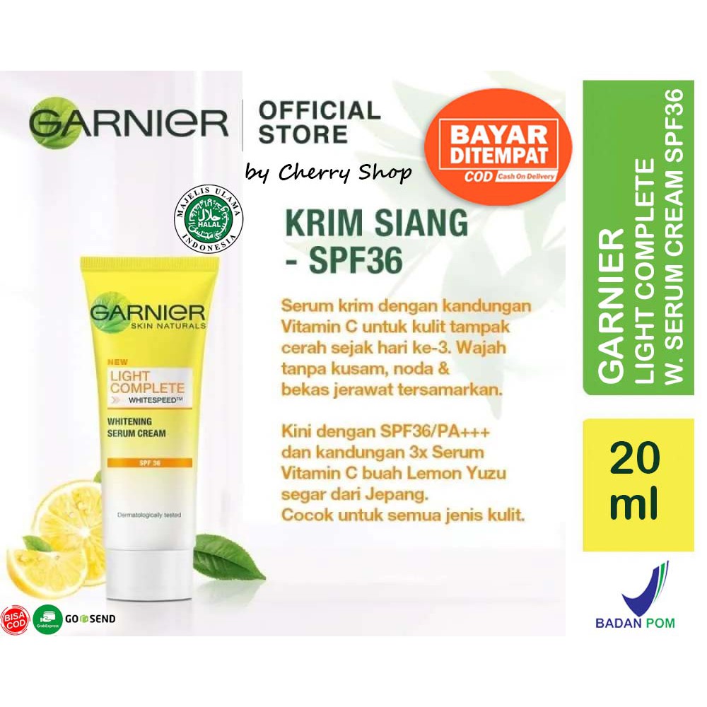 [ORI] GARNIER Light Complete Whitespeed Serum Cream SPF36 20ML | Shopee