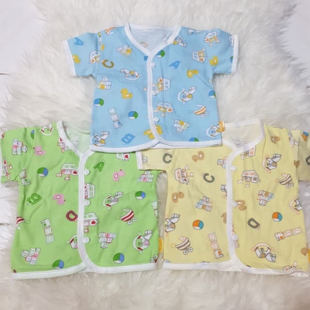 Set 3pcs Baju Atasan Bayi Newborn Kancing Merk Usagi Bahan lembut bagu