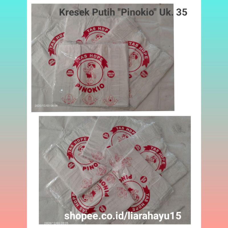 kresek putih tebal ukuran 35 merk pinokio kresek kondangan kresek kotak nasi berkat