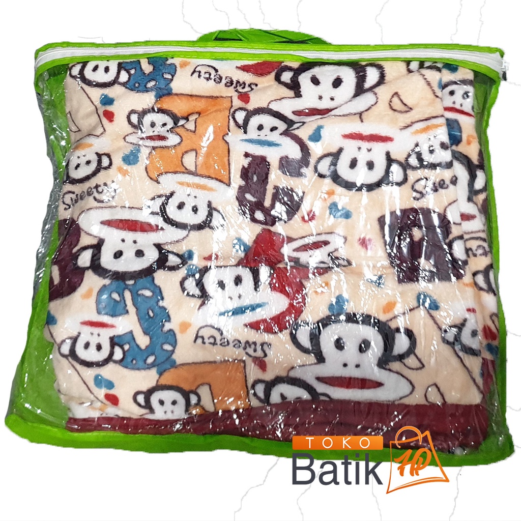 SELIMUT BULU HALUS MOTIF MONKEY / SELIMUT BULU SUTRA