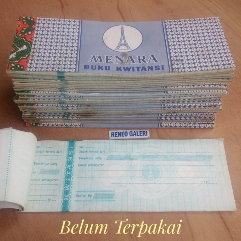 

1 Helai Kwitansi lama ukuran mini 8 x 20 eja Tahun 19.. merk Menara Kuitansi kosong mini Label kuno 90an jadul lawas asli kuno