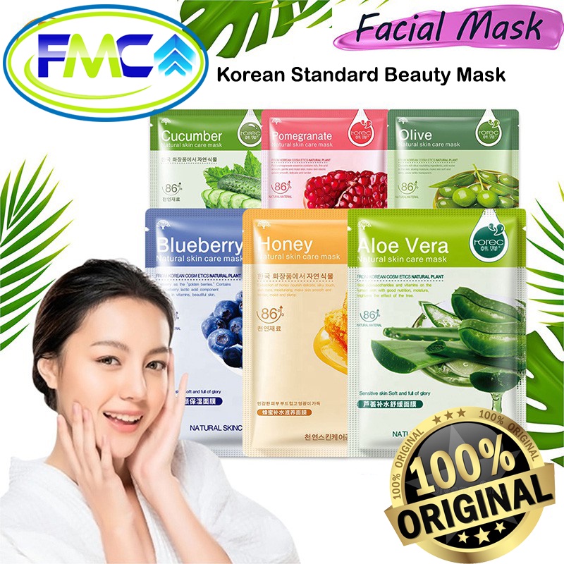 Masker Wajah Korea Murah Original Natural Sheet Mask Beauty Korean Standard Rorec HC Hana Asli Perawatan Muka Pencerah Pelembab Pemutih