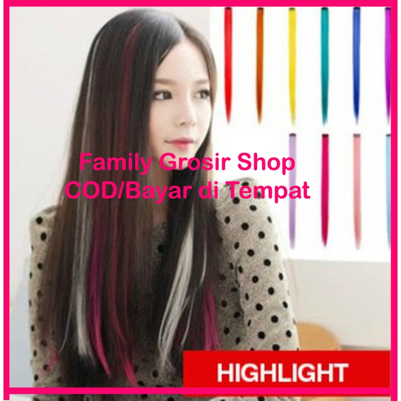 HLP HL WARNA POLOS clip on 55cm hair clip warna highlight rambut palsu klip