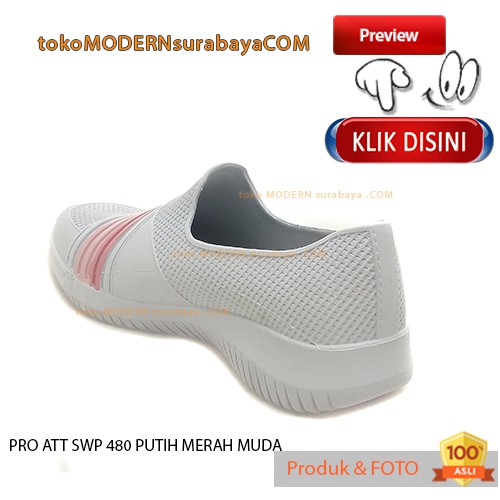 PRO ATT SWP 480 PUTIH MERAH MUDA Sepatu Wanita Sepatu Slip On Karet