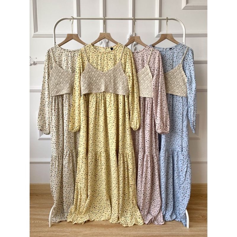 Gamis bunga+vest import bangkok by Jorya