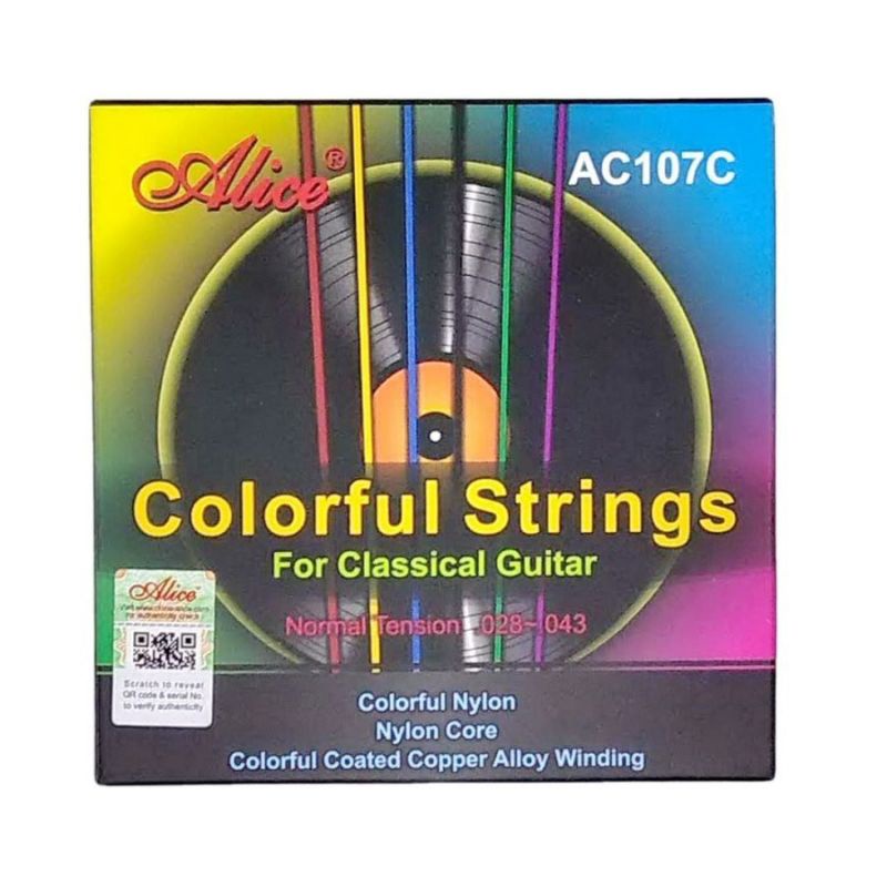 Senar Gitar Akustik Klasik Nylon Alice AC107C A407C Pelangi Rainbow Original