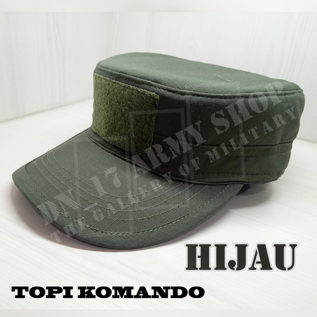 Topi Komando Polos Krem,Hitam,Abu,Hijau Army, Hijau Pol PP, Biru Ripstop