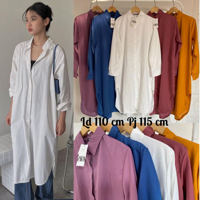 atasan katun silk import kemeja tunik polos wanita