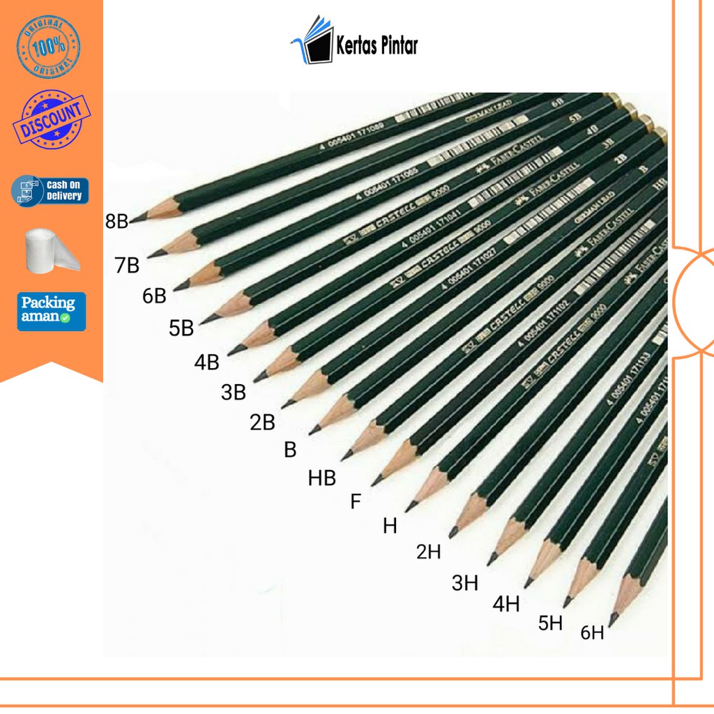 

Faber Castell Pensil ujian 2B-9B HB H-6H F B Castell 9000