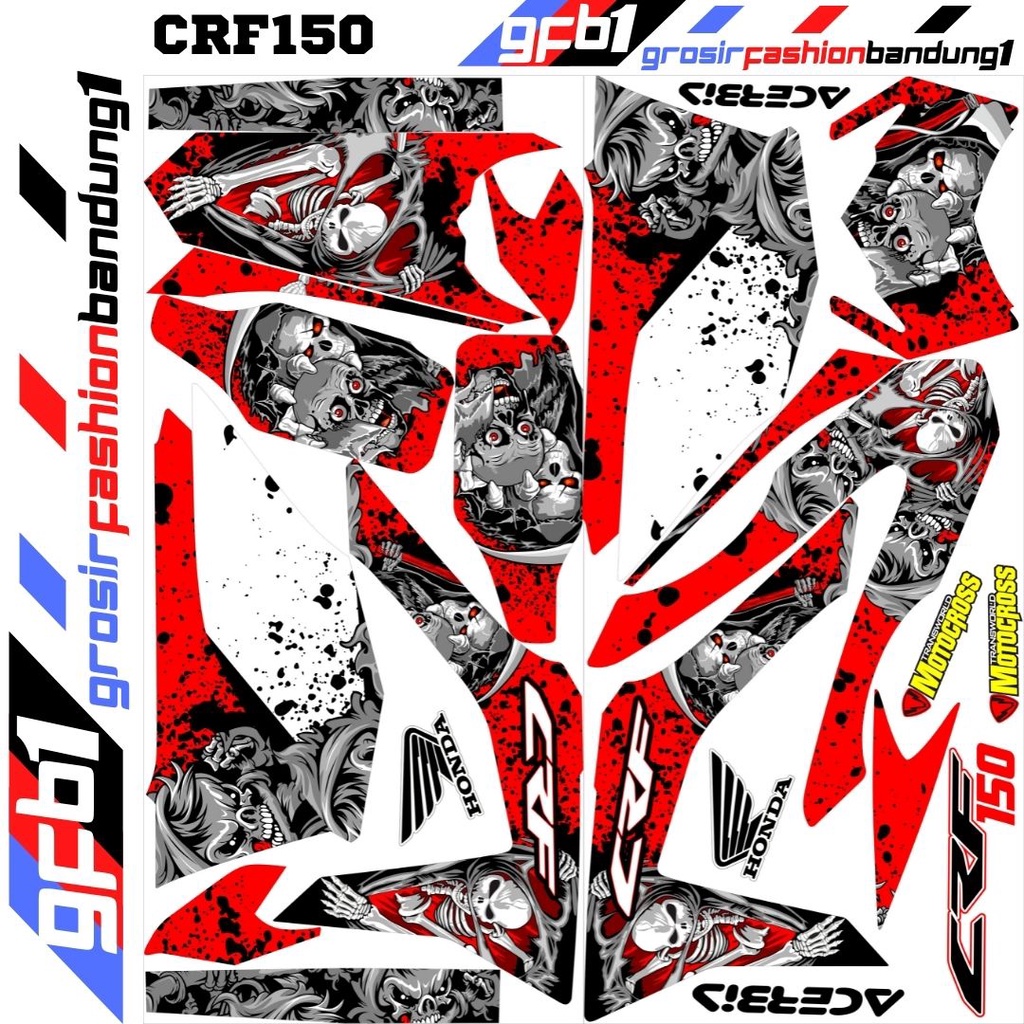 Motocross Decal CRF 150 Striping Sticker Skull Keren CRF 150