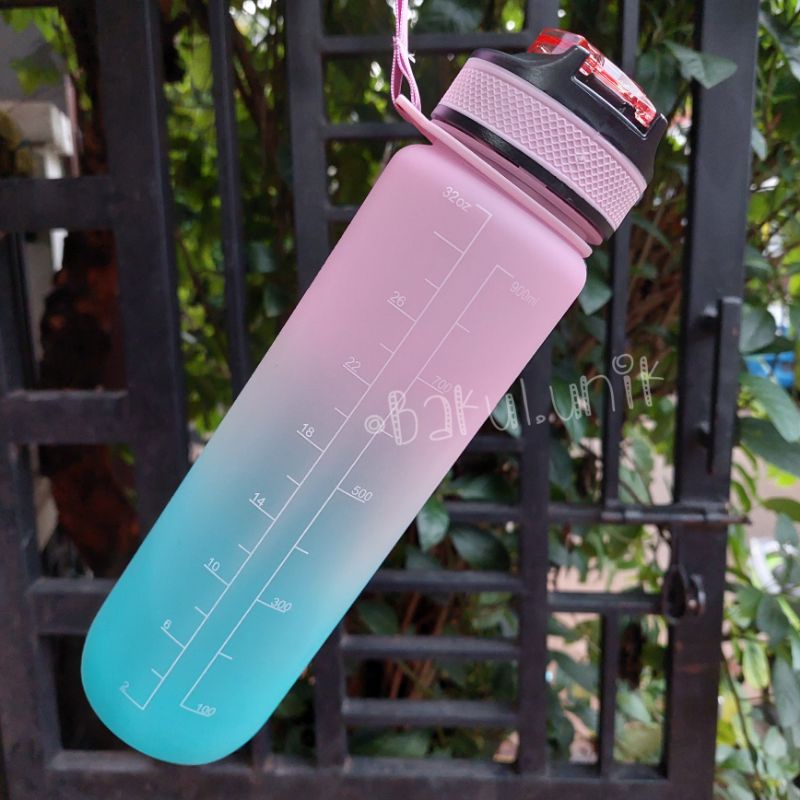 BAKUL UNIK - Botol minum 1L 1 liter pastel viral bahan tritan BPA Free / motivational water bottle-2