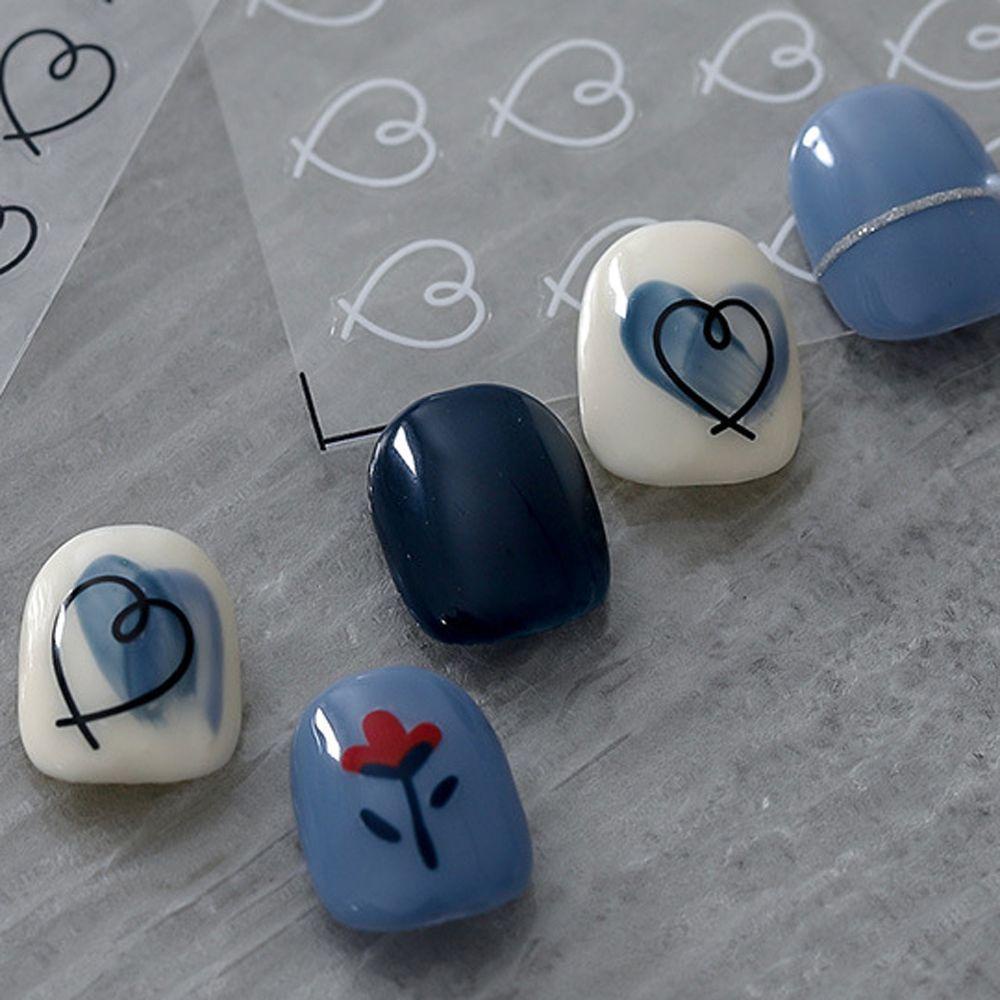 MXBEAUTY Kotak-kotak Stiker Kuku Mode Tipis Tangguh Musim Dingin Huruf Inggris Perekat Diri DIY Nail Art Dekorasi