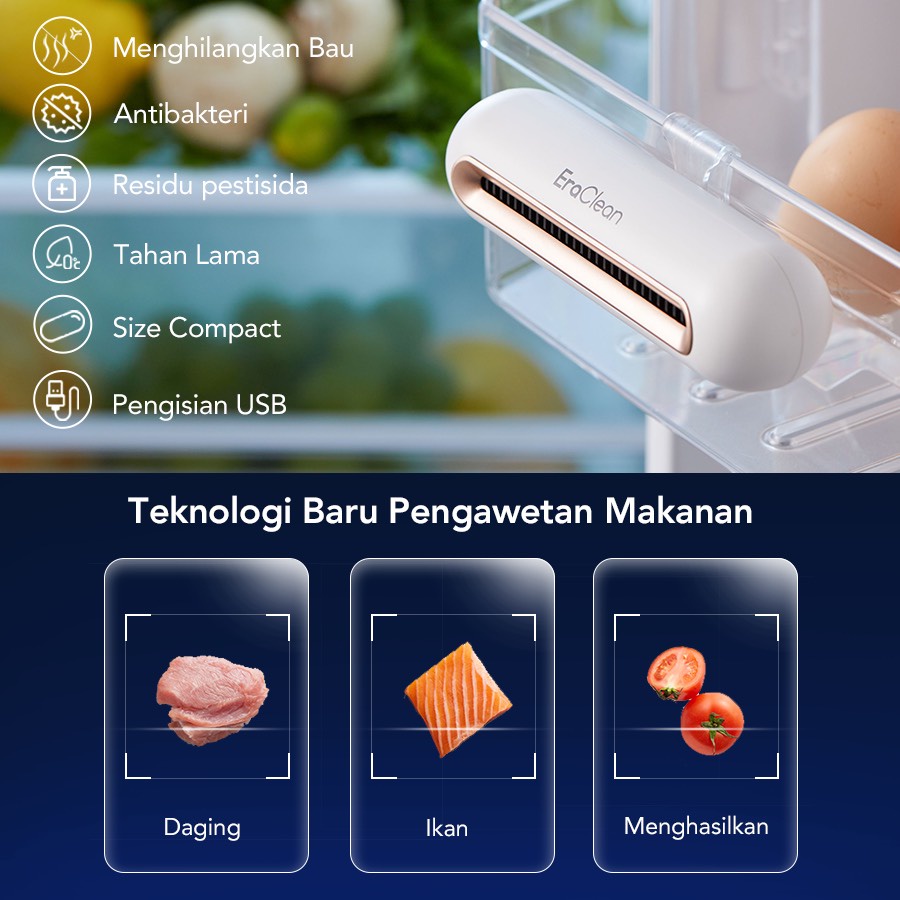 Eraclean Pengharum Kulkas Rechargeable Anti Bau Kulkas Penghilang Bau Odor Eliminator Anti Bau Anti