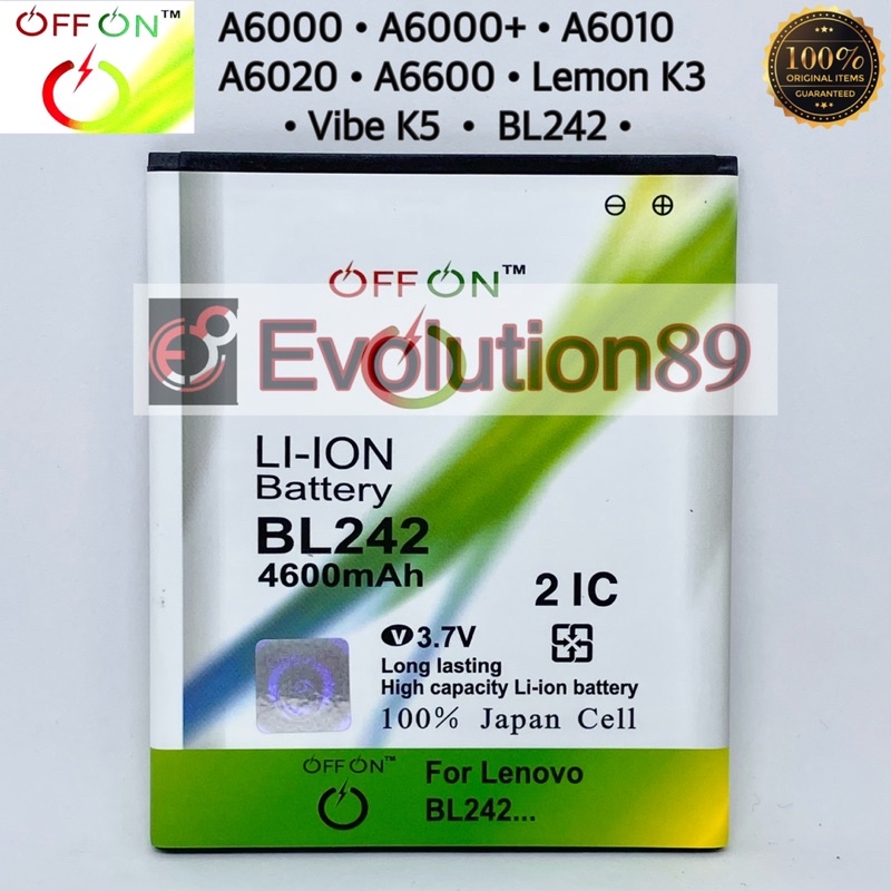 Baterai Lenovo BL 242 / BL242 batre double power offon lenovo a6000