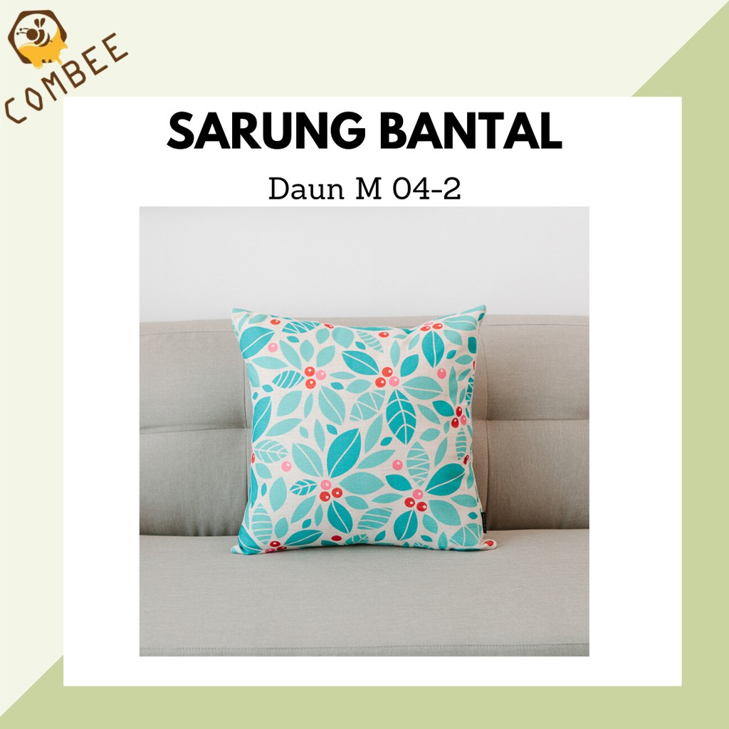 Pillow Case / Sarung Bantal / Sarung Tutup Bantal Sofa Kain Cotton Linen Daun M04