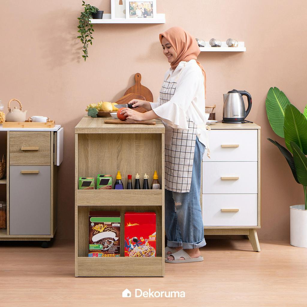 Dekoruma Isy Lemari Dapur dengan Meja Makan | Swivel Kitchen Island