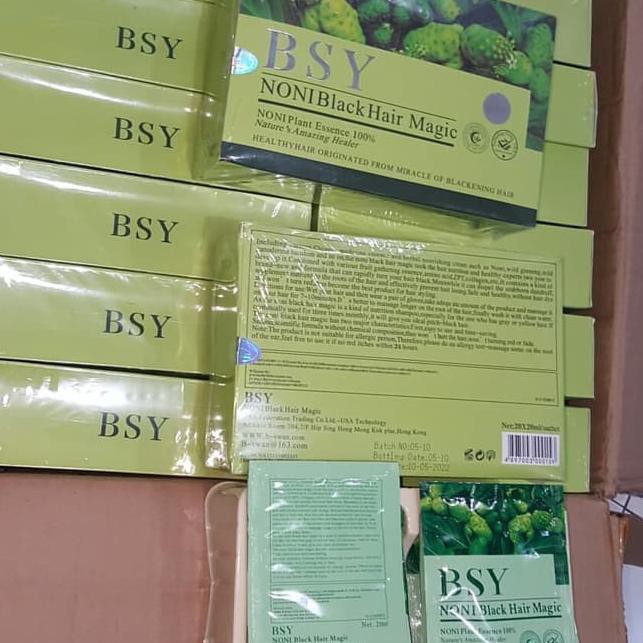 [ PER BOX ISI 20 SACHET ] BSY NONI Shampoo Penghitam Rambut Alami / Black Hair Magic Asli