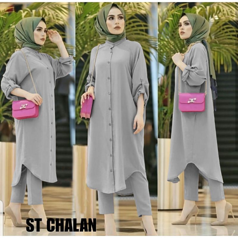 Baju setelan wanita dewasa import kekinian terbaru 2021 Chalan Set Stelan baju one set fashion wanit