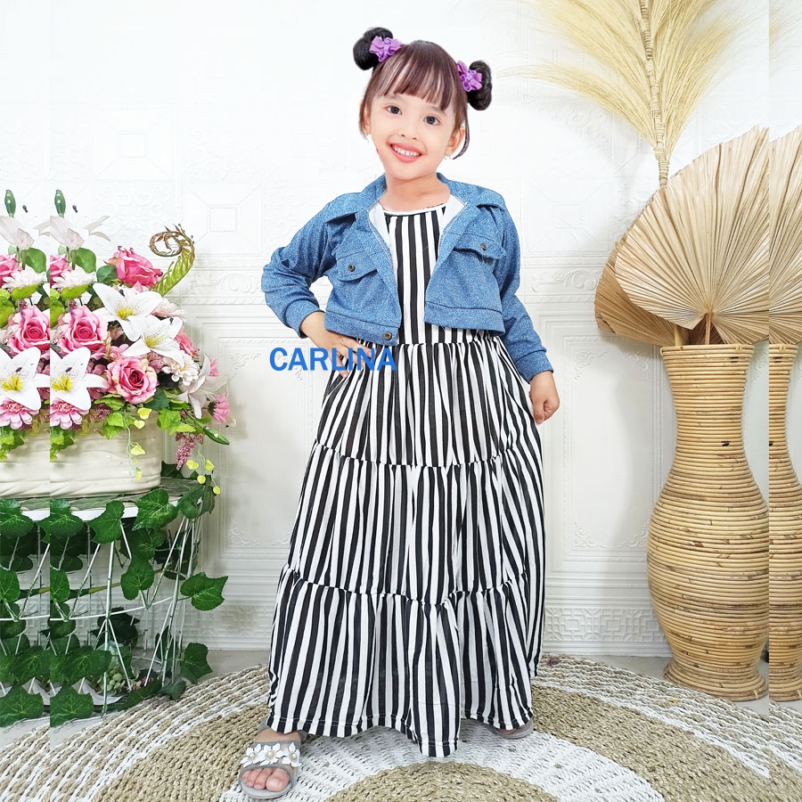 DRESS VANILA KIDS ROMPI DENIM INNER SALUR ANAK 2-12tahun CARLINA