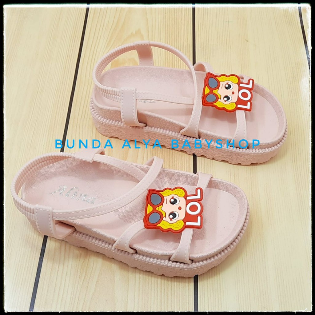 Sandal Anak Perempuan Jelly Usia 6 Tahunan Size 33 - 34 KREM - Sandal Anak Cewek Tali Empuk Alas Karet Anti Licin