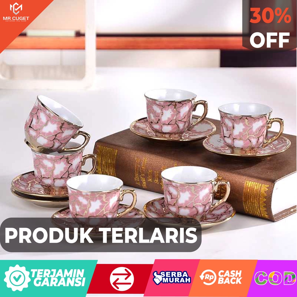 [COD] Cangkir Teko Keramik Paket Set 4 Cups 1 dan 6 in 1 Pot Gaya Eropa Gelas Hadiah Pernikahan Gela