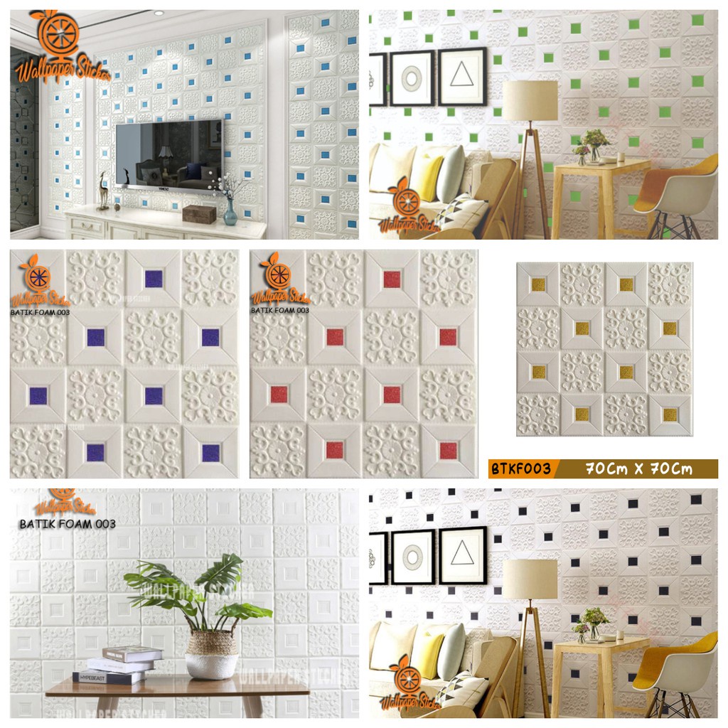 rumah_kita2020 Wallpaper 3d foam dinding kamar tidur / stiker dinding foam batik ukuran 70x77cm 3D Batik Foam Emboss Timbul Ada LEM Tinggal Tempel dekorasi