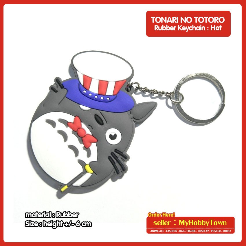 Gantungan Kunci Karet Anime Tonari no Totoro : Totoro &amp; Hat