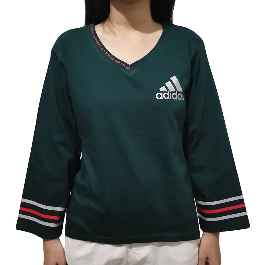 Kaos Wanita V-neck lengan panjang adidas
