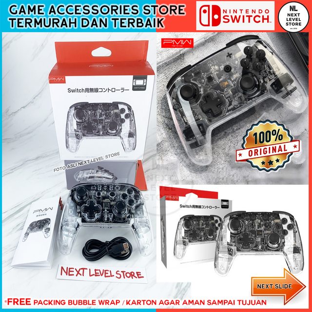 Switch Pro Controller PMW Smart LED Transparent Clear Wireless Stick