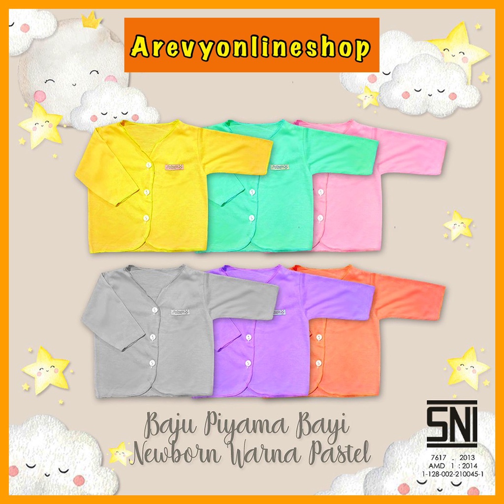 1 Pcs Baju Panjang Bayi Kemeja Piyama Bayi SNI Newborn 0-4 Bulan / Baju Bayi Polos Warna Pastel