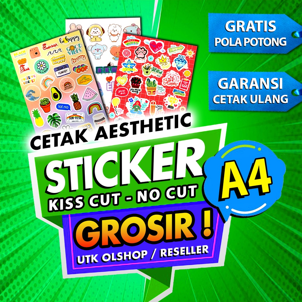 

CETAK STICKER A4 : Kiss Cut atau Tanpa Cutting, Bentuk Pola Bebas
