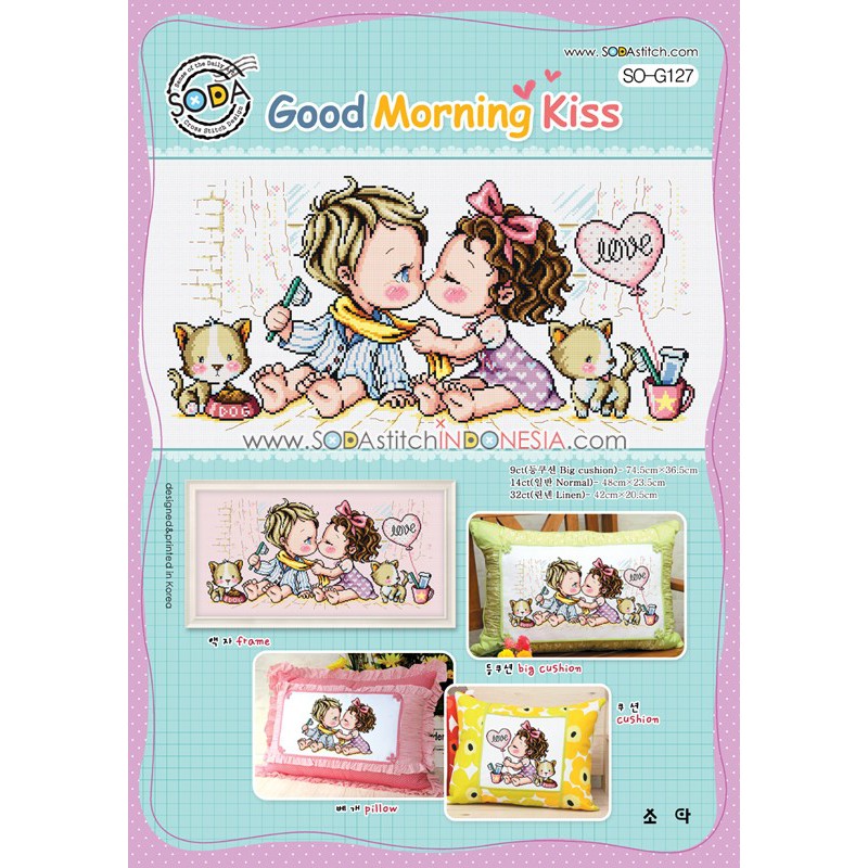 Paket DIY Craft Sulam Kristik Strimin Sodastitch SO-G127 - Good Morning Kiss Korea Couple