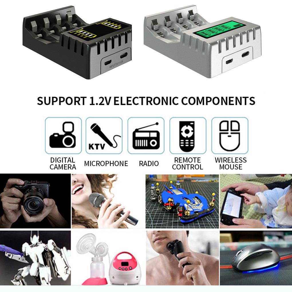 (house2020) Charger Baterai Elektrik 4 Slot Dengan Lampu Indikator LED