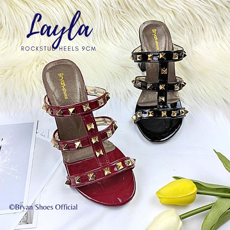Bryan Layla Heels Rockstude 5cm 9cm Hak Tahu Glossy Pesta 36-40 41 42 43 Jumbo Bigsize Oversize
