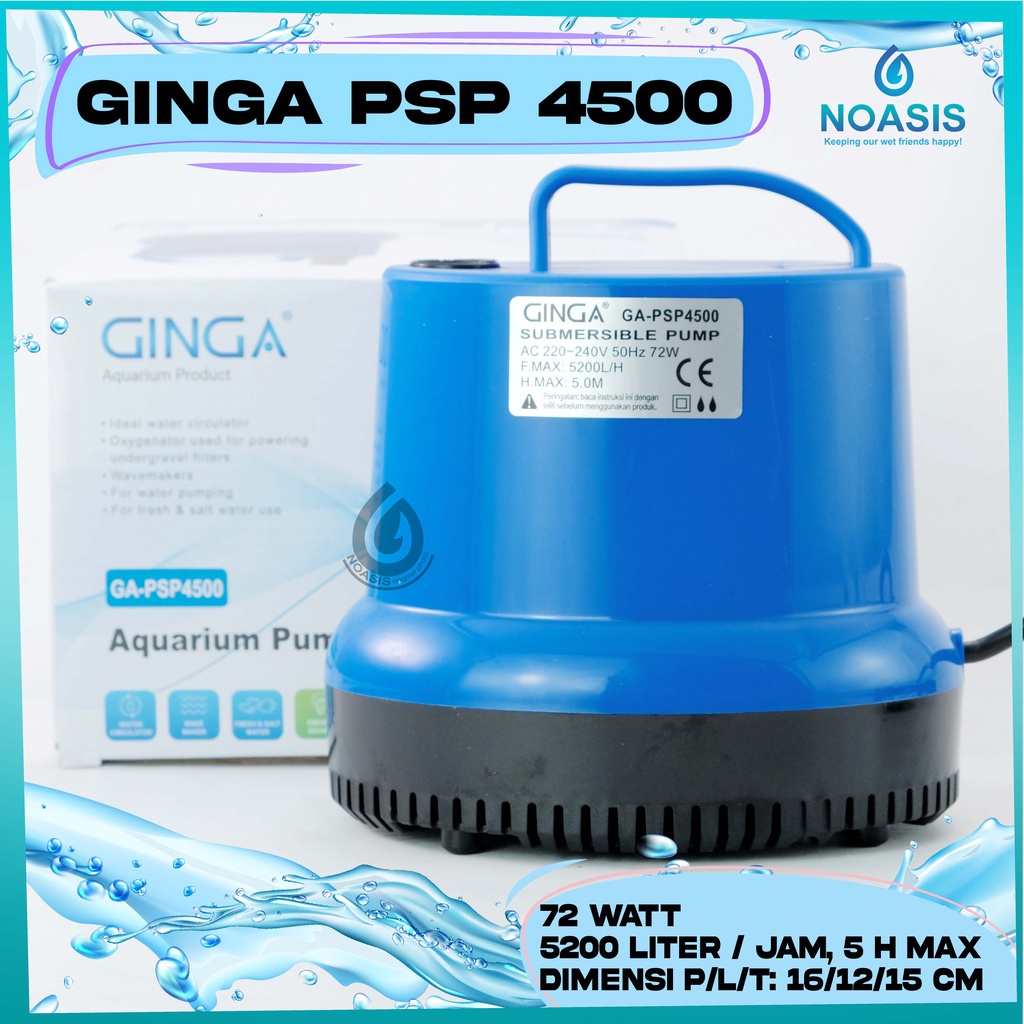 POMPA AIR CELUP AQUARIUM 72 W GINGA GA PSP 4500 PSP-4500 KOLAM IKAN