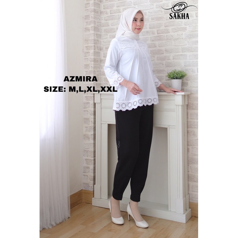 Sakha - Azmira Baju Atasan Putih PNS Guru Blouse Putih Kerja Toyobo Fashion Putih Polos Wanita Terlaris Jumbo 2L 4L