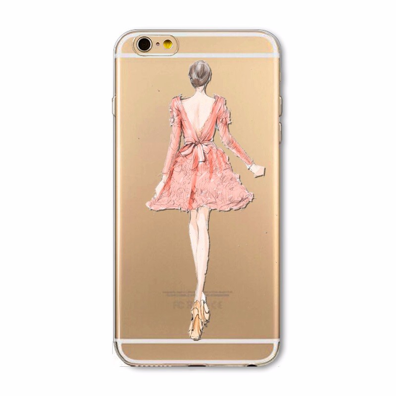 CASING HP - SOFT CASE SILICONE TIPIS IPHONE 6  - PINK DRESS GIRL LADY | Terlaris