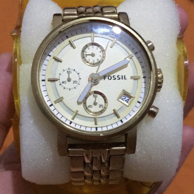 Preloved jam tangan fossil bf gold