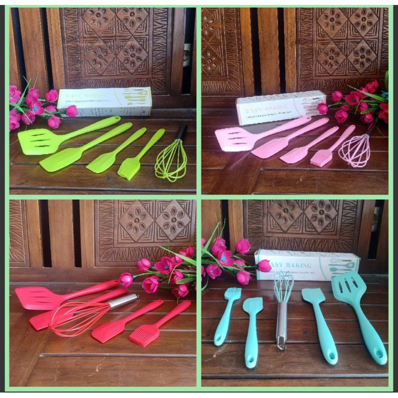 Spatula Sutil Codet Silikon Set 5pcs Spatula Silikon Warna