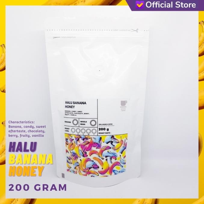 

KOPI ARABIKA HALU BANANA HONEY 200 GRAM BIJI DAN BUBUK