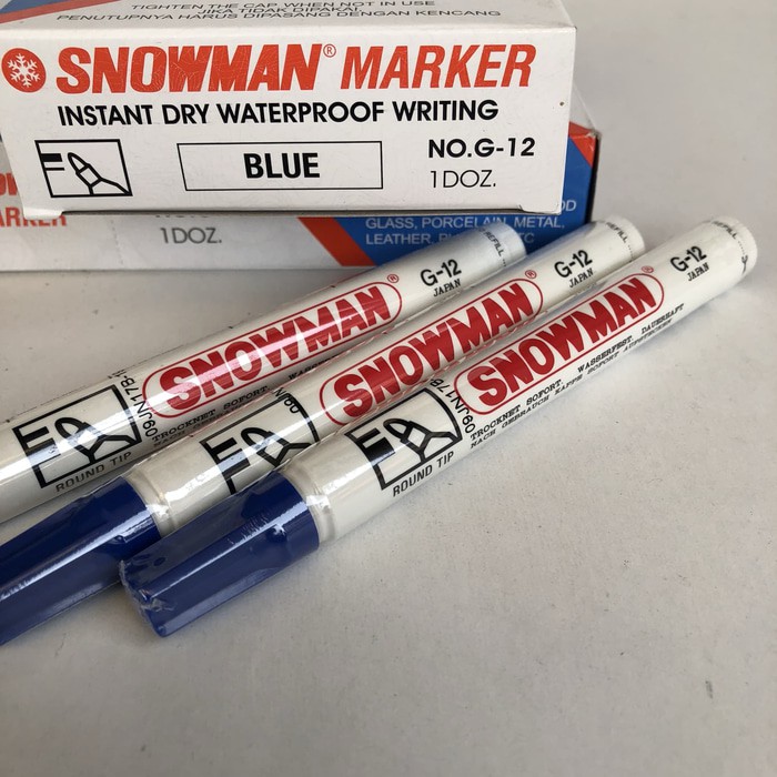 

Unik spidol permanent marker SNOWMAN G 12 black red blue green Hitam Murah