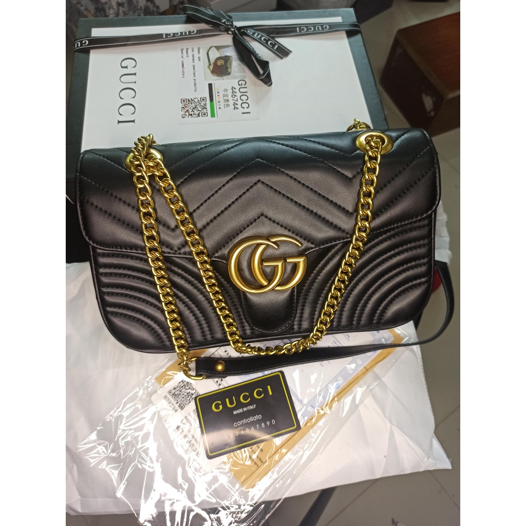Tas Selempang Wanita GG GC Marmont Size 26 Mirror 1:1 FREE BOX Bill Sertificat Nomor Seri Barcode Te