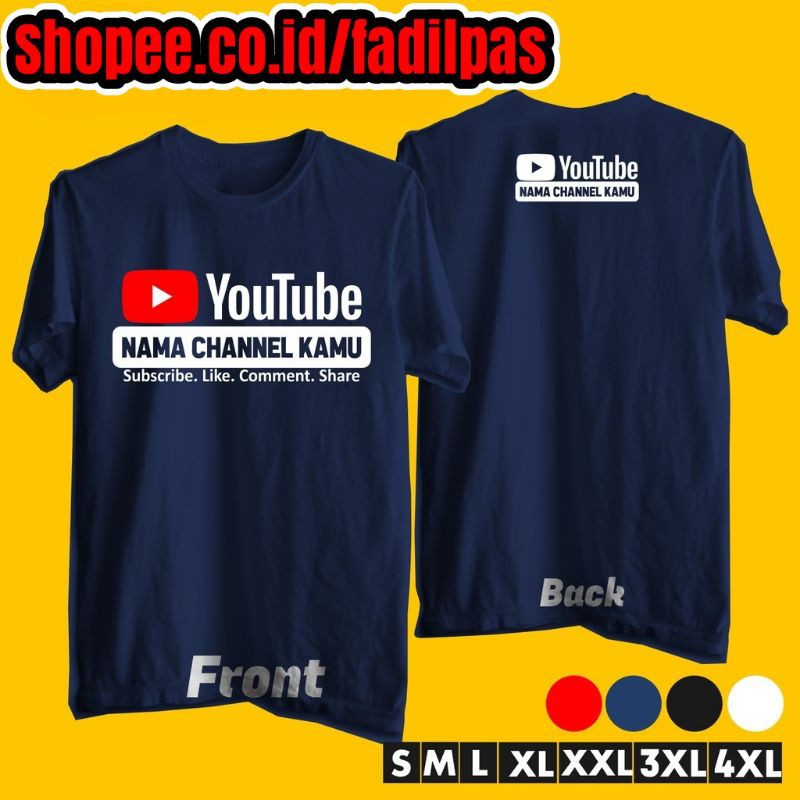 Kaos Youtube Channel - Kaos Custom Nama Channel Youtube - Kaos Nama Channel YoutubeTOKO HARGA GROSIR