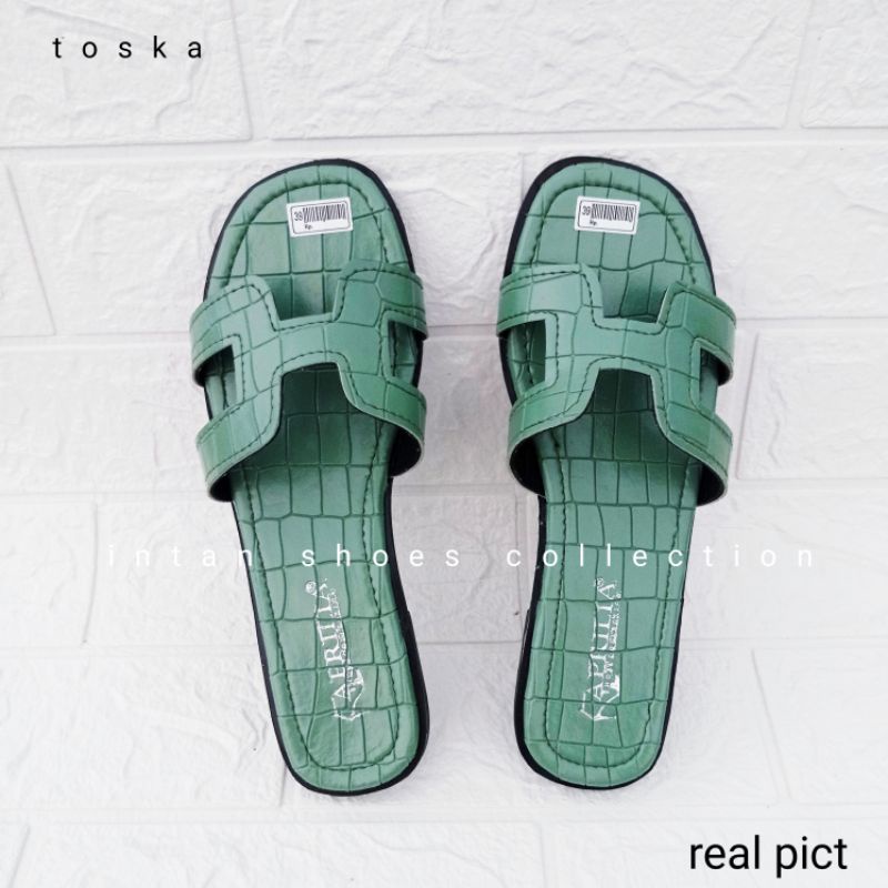 sandal teplek wanita kekinian/sendal selop wanita remaja terbaru bahan croco ermes/sandal rumah/cod