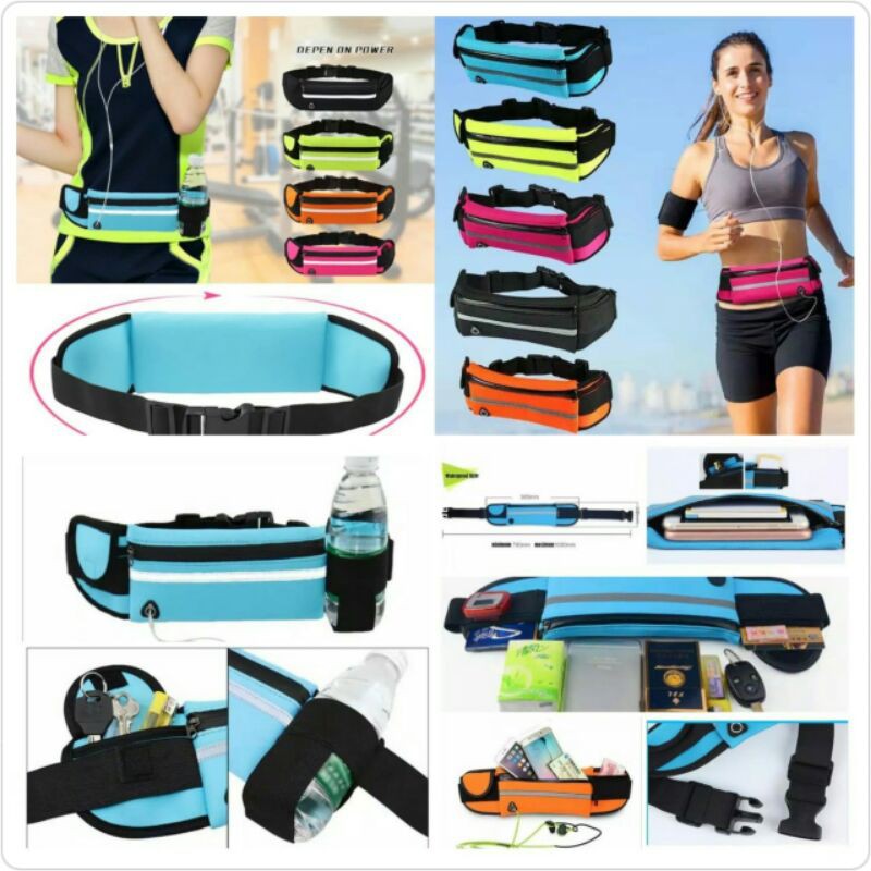 RUNNING WAIST BAG TAS PINGGANG SPORT OLAHRAGA LARI JOGGING WATERPROOF HIGH QUALITY