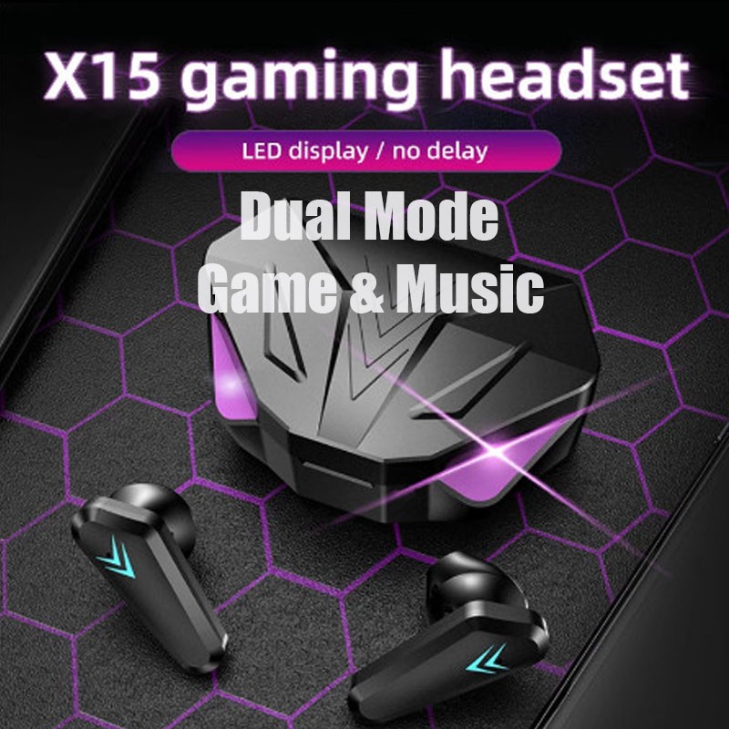 Headset Bluetooth Gaming TWS-X15 Bluetooth V5,2