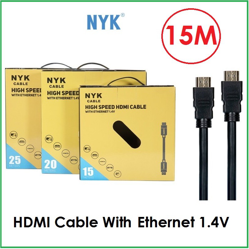 KABEL HDMI NYK 15m 1.4 1080p ETHERNET gold plated Cabel HDTV 15 meter