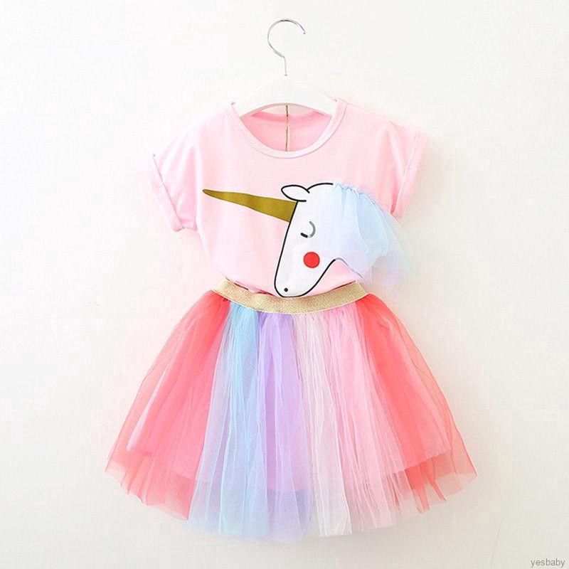 Setelan Anak Perempuan Unicorn - Dress Unicorn Kaos Anak Kuda Pony Princess Rok Tutu  3 4 5 6 Tahun