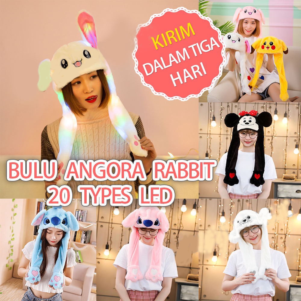 Topi dengan Hiasan Bentuk Telinga Kelinci dan Lampu LED Topi dengan Hiasan Bentuk Telinga Kelinci dan Lampu LED